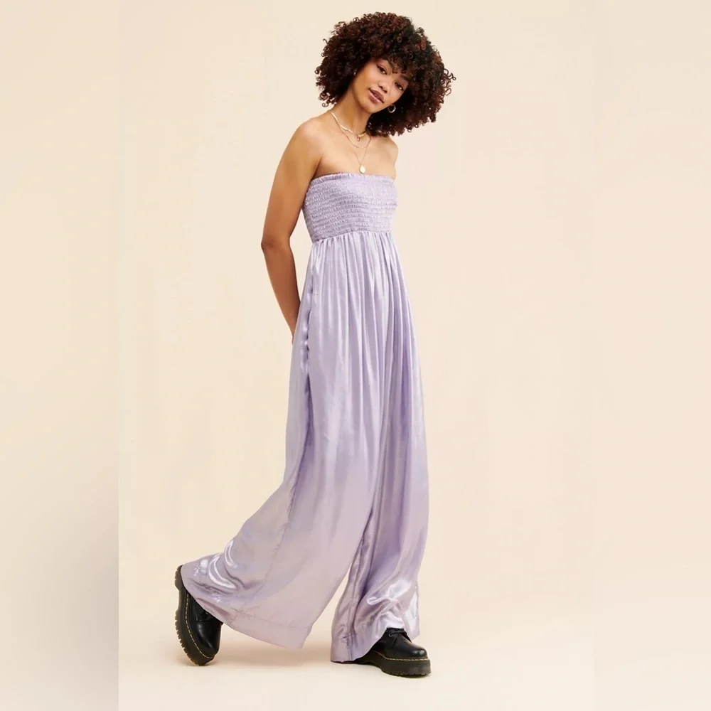 Free People Julie Metallic Strapless Jumpsuit